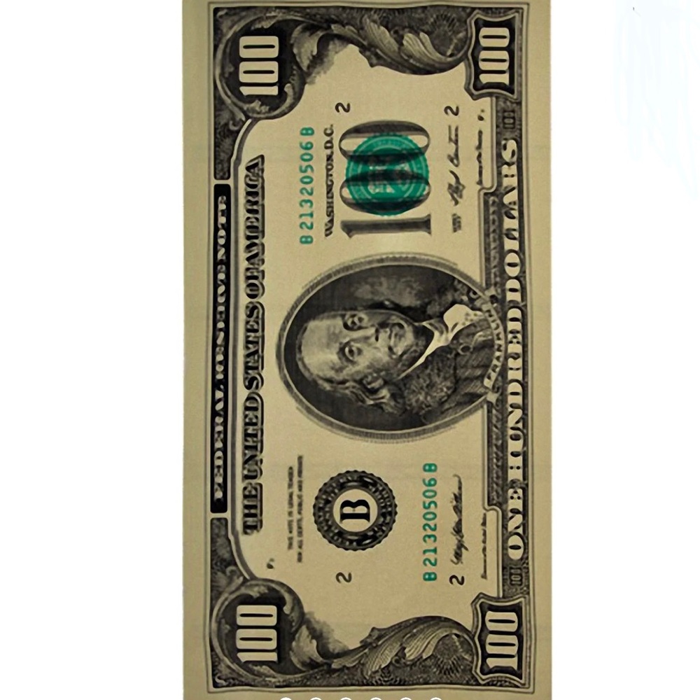 $100 bill beach or bath towel by Kaufman, 100% cotton, New with tags